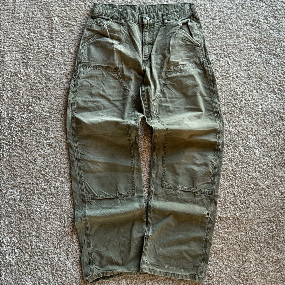 Vintage Carhartt Olive Double Knees Workwear Size 32x34